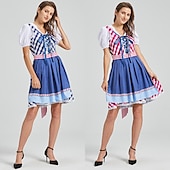 billige Dirndl-Oktoberfest Dirndl Trachtenkleader Oktoberfest / øl bayerske bayerske Wiesn Tradisjonell stil Enger Dame Tradisjonell stil klut Topp Kjole Forkle