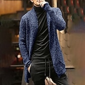 abordables Gilet-Homme Gilet Cardigan Pull d&#039;automne A côtes Tricoter Normal Tricoté Plein Ouvrir le devant Guêtres Moderne contemporain Usage quotidien Sortie Vêtement Tenue Hiver Noir Bleu de minuit M L XL