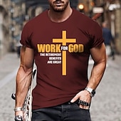 cheap Men&#039;s Graphic T Shirt-Men&#039;s Letter Graphic Prints T Shirt Casual Style 100% Cotton Short Sleeve Graphic Shirt Wine Black White Comfortable Tee Outdoor Street Fashion Designer Clothing