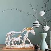 cheap Statues-Resin Horse Statue, Horse Ornament Decorative, Horse Statue Horse Figures Animal Model Desktop Equestrian Running Horse Statue Crafts Modern Decoration