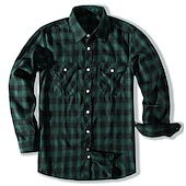 preiswerte Hemdjacke für Herren-Herren Hemd Flanellhemd Kariertes Hemd Knopfhemd Overshirt Karo Outdoor Alltagskleidung Weiß Wein Rote Marineblau Langarm Revers Frühling &amp; Herbst Bekleidung Fronttasche