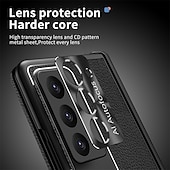 お買い得  サムスン用ケース-ペン付き電話ケース サムスン Galaxy Z Fold 6 Z Fold 5 Z Fold 4 Z Fold 3 バックカバー スタンドと画面保護フィルム付き ペンホルダー PC メタル PUレザー