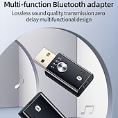cheap USB Hubs-USB Bluetooth 5.1 Adapter for PC Speaker TV 4 In 1 Wireless Music Audio Receiver 3.5mm Jack AUX Transmitter