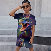 cheap Boy&#039;s 3D Animals-Boys 3D Graphic Animal Dragon T-shirt &amp; Shorts T-shirt Set Clothing Set Short Sleeve 3D prints Summer Spring Active Sports Fashion Kids 3-13 Years Outdoor Vacation Street Regular Fit