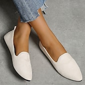 ieftine Pantofi Joși de Damă-mocasini pliati de piele intoarsa pentru dama cu design festonat - pantofi ușoare și confortabili pentru purtarea de zi cu zi