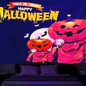 billige halloween veggtepper-halloween dekorasjoner bakgrunnsbelysning billedvev jack o lanterne uv reaktiv hengende fluorescerende hjemmedekorasjon bakgrunn stoff kunst hjem soverom stue