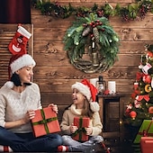preiswerte Kranz &amp;amp; Girlande-Weihnachtskranz Boho-Kranz, 17,7&#039;&#039; künstlicher goldener Glockenkranz, Weihnachtsbaum-Haustür-Hängegirlande, handgefertigter Kiefernring-Weinrebenkranz, Feier-Weihnachtsdekoration
