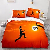 cheap Duvet Cover Sets-3Pcs/2Pcs Basketball Print Duvet Cover Set Bedding Sets Comforter Cover with Soft Lightweight Microfiber