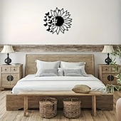 ieftine Scăzut la 30 $-fluture modern floarea soarelui decor de perete metalic copacul vieții artă de perete metalică ornament de pasăre acasă dormitor sufragerie decor fereastră