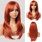 abordables Perruques Synthétiques Sans Bonnet-perruques blondes platine pour femmes perruque en couches avec frange 22 pouces longueur d&#039;épaule perruque perruque de cheveux synthétiques d&#039;aspect naturel pour une utilisation quotidienne