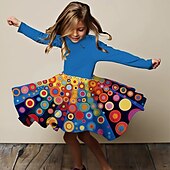 halpa 3D Shining Vision -mekko-Lapset Vähän Tyttöjen Mekko Yhtenäinen A linjainen mekko Päivittäin Loma Rubiini Reisipituinen Pitkähihainen Perus Vapaa-aika Mekot Syksy Talvi Normaali 3-10 vuotta