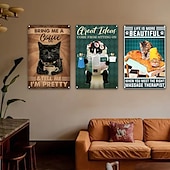 cheap Metal Tin Sign-1pc Retro Metal Tin Sign Cute Cat Tin Sign Vintage Kitchen Signs Wall Decor, Painting Wall Hanging for Home Decor Wall Art Metal Tin Sign 20x30cm/8&#039;&#039;x12&#039;&#039;