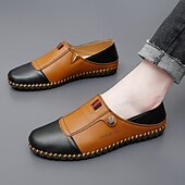 cheap Men&#039;s Slip-ons &amp; Loafers-Men&#039;s Casual Leather Loafers – Slip-On Two-Tone Driving Shoes with Non-Slip Sole for Daily Wear