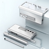 abordables Carcasas Samsung-teléfono Funda Para Samsung galaxia Plegado en Z 6 Z Fold 5 Z Fold 4 Z Fold 3 Funda Trasera con Soporte y protector de pantalla Portalápiz Aleación de aluminio