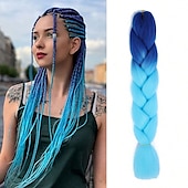 cheap Crochet Hair-Jumbo Braids Crochet Braids Hair Extension Three Tone Ombre Color Rainbow Jumbo Braiding For Twist Braiding Jumbo Box Braiding Hair 1pc/3pcs/5pcs