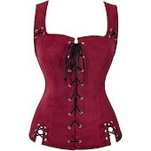 cheap Tops-Retro Vintage Medieval Renaissance Suede Vest Pirate Viking Drawstring Solid Colored Fancy Dress Women&#039;s Pirate Fantasy Steampunk Halloween Carnival Masquerade LARP Ren Faire Adults&#039; Vest Top All