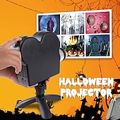 preiswerte Halloween-Lichter-Halloween-Fensterprojektor Halloween-Projektor mit integriertem Stativ und 12 Filmen Mini-Halloween-Außenprojektoren für perfekte Weihnachts- und Halloween-Außendekorationen