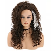levne Párty paruky-paruka bellatrix lestrange dámská tmavě hnědá dlouhé vlnité kudrnaté vlasy karnevalová cosplay kostýmní paruka