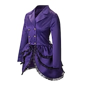 baratos Tops-Retro Vintage Punk e gótico Steampunk Casaco Smoking Casaco impermeável Drogador da praga Côr Sólida Mulheres Dia Das Bruxas Carnaval Baile de Máscaras Carnaval Espetáculo Festa Adulto Casaco Todas