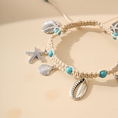 abordables tobilleras-Pulsera de tobillo Moda Artístico Elegante Mujer Joyería Corporal Para Fiesta Diario Retro Legierung Estrella de mar Plata PC 1