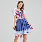 billige Dirndl-Oktoberfest Dirndl Trachtenkleader Oktoberfest / øl bayerske bayerske Wiesn Tradisjonell stil Enger Dame Tradisjonell stil klut Topp Kjole Forkle