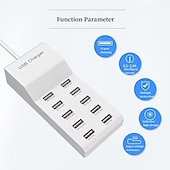 billige Trådløse ladere-50w multi-port lader usb10 port 10a hurtigladende mobiltelefon nettbrett smart distribusjonsplugg 5v2.4a