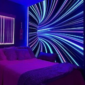 זול שטיחי קיר של Blacklight-blacklight שטיח uv תגובתי זוהר בחושך מסיבת ניאון תלת מימד מערבולת פסיכדלי טריפי ערפילי תלוי שטיח קיר אמנות קיר ציור קיר לחדר שינה בסלון