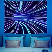 זול שטיחי קיר של Blacklight-blacklight שטיח uv תגובתי זוהר בחושך מסיבת ניאון תלת מימד מערבולת פסיכדלי טריפי ערפילי תלוי שטיח קיר אמנות קיר ציור קיר לחדר שינה בסלון