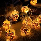 billiga Hallowen Rekvisita Belysning-halloween skull string lights 1,5m 10leds batteridriven trädgård balkong uteplats spökhus halloween fest heminredning