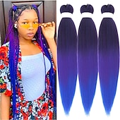 cheap Crochet Hair-Ginger Golden Ombre Braiding Hair Pre Stretched Kanekalon Braiding Hair Box Braids Human Hair Extensions 26 inch