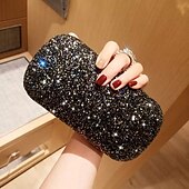 cheap Clutches &amp; Evening Bags-Women&#039;s Clutch Evening Bag Wristlet Clutch Bags PU Leather Party Bridal Shower Holiday Rhinestone Large Capacity Lightweight Durable Solid Color Small white Small black Small blue