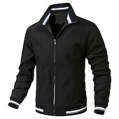 economico Giubbotti Casual-Per uomo Giacca Leggera Giacca Estiva Giacca a vento Giacca di transizione All&#039;aperto Vacanza Caldo Autunno Inverno Semplice Moda Streetwear Collo alla coreana Regolare Nero Bianco Giallo Blu Verde