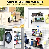 abordables Almacenamiento para la cocina-1 paquete de organizador magnético para especias, estante magnético para especias para refrigerador, estante magnético para guardar especias, frascos, botellas, metal y negro