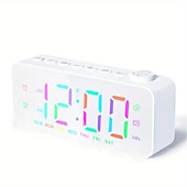 economico elettrodomestici-Sveglia digitale radio fm con cambio colore rgb dinamico 1pc con timer di spegnimento e doppia sveglia - Orologio elettronico a led 12/24h a 8 colori