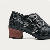 preiswerte Formell-Herrenschuhe aus geprägtem Vintage-Leder mit Doppelschnalle - formelle Abendschuhe für Hochzeiten und besondere Anlässe
