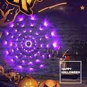 お買い得  ハロウィンライト-2 個ハロウィン装飾発光クモの巣漁網ライトストリングパーティーゴーストフェスティバル小道具ハロウィン装飾