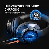お買い得  イヤホン-Oneodio A10 ハイブリッドアクティブノイズキャンセリングヘッドフォン Bluetooth ハイレゾオーディオ オーバーイヤー ワイヤレスヘッドセット ANC マイク付き