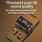 お買い得  ワイヤレスヘッドホン-TWSワイヤレスBluetoothヘッドセット CVC8.0ノイズリダクションBluetoothイヤフォン LEDディスプレイ 指紋タッチワイヤレスイヤフォン 防水デュアルヘッドフォン パワーバンク充電ケース付き