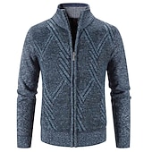 economico Maglioni Cardigan da uomo-Per uomo Cardigan Maglione Maglione da abito A coste Maglia Standard Lavorato a maglia Banda Colletto Mao Top caldi Contemporaneo moderno Da tutti i giorni Per uscire Abbigliamento Autunno Inverno