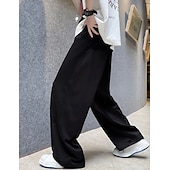 billiga Raka ben-Herr Träningsbyxor med vida ben Atletiska byxor Långbyxor Snörning Elastisk midja Slät Komfort Andningsfunktion Ledigt Dagligen Helgdag Sport Mode Svart Vit