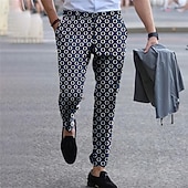 Men's Slacks Pencil Pants Graphic Prints Geometry Comfort Soft Office Business Streetwear Casual Navy Blue Inelastic3