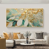 abordables Pinturas florales/botánicas-Pintura de arte de pared grande, pintura al óleo de plumas hecha a mano, pintura de textura pesada pintada a mano, obra de arte abstracta para sala de estar, decoración del hogar, lienzo enrollado