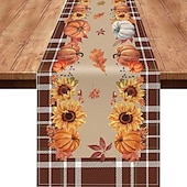 cheap Table Runners-Pumpkin Table Runner Halloween Fall Burlap Tablerunner Farmhouse Indoor Table Autumn Decoration Table Flag Decor For Dining Weddig Party Holiday