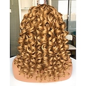 cheap Synthetic Trendy Wigs-Long Curly Wavy Blonde Wigs for Women Side Part Natural Looking Cosplay Synthetic Fiber Wig Heat Resistant Replacement Wig Halloween Cosplay Party Wigs