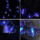 cheap Halloween Lights-Halloween Solar String Lights Outdoor Waterproof Bat Ghost Spider Skull Hand Light 6.5m 30LEDs 8 Modes Halloween Patio Yard Garden Balcony Fence Halloween Outdoor Party Indoor Decoration