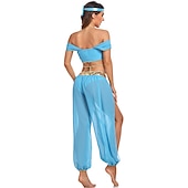 preiswerte Damenkostüme-Prinzessin Jasmin Cosplay Kostüm Bauchtanz Kostüm Erwachsene Damen Sexy Kostüm Leistung Party Karneval Einfaches Karnevalskostüm