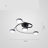 cheap Dimmable Ceiling Lights-Modern Semi Flush Mount Ceiling Light Circular Acrylic 4/6 Heads LED Ceiling Lamp Nordic Grey Sputnik Light Fixture with Wood Decoration for Living Room Dining Room Bedroom 110-240V