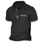 Men's Button T Shirt Henley Shirt Tee Top Short Sleeves Henley Summer Plain Fashion Designer Basic Front Pocket Vacation Street Going out Black Top Tee for Men3