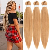 cheap Crochet Hair-Ginger Golden Ombre Braiding Hair Pre Stretched Kanekalon Braiding Hair Box Braids Human Hair Extensions 26 inch