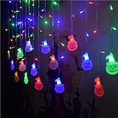 cheap Halloween Outdoor-Halloween Decorations 3.5M 96Led LED Icicle Curtain String Lights, 3D Pumpkin Ghost Lantern for Home Party Holiday Lights EU US AU UK Plug